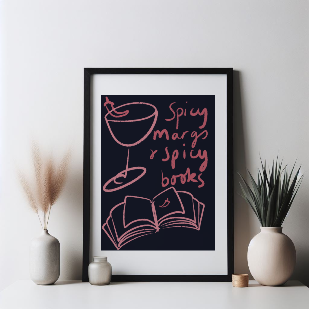 framed spicy margs and spicy books print